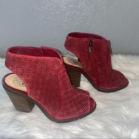 Vince Camuto| Klova Merlot Red Suede Block‎ Heels - Picture 6 of 14